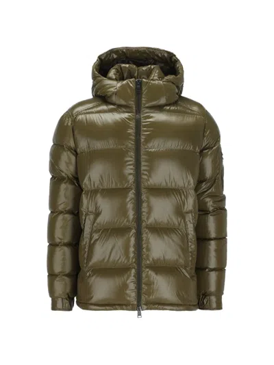 Herno Quilted Hooded Down Jacket In Green