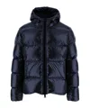 Herno Navy Quilted Down Jacket With Adjustable Hood And Elasticated Hems In Blue