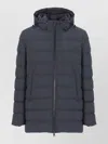 Herno Quilted Hooded Down Jacket Side Pockets In Blue