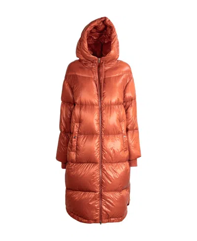 Herno Quilted Hooded Drawstring Down Coat In Red