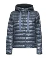 Herno Quilted Hooded Drawstring Puffer Jacket In Blue