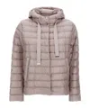 Herno Hooded Quilted Down Jacket With Adjustable Drawstring In Neutral