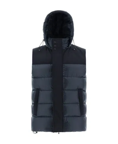 Herno Quilted Hooded Gilet In Black