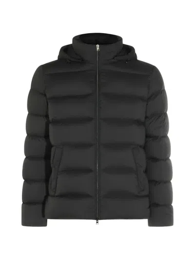 Herno Quilted Hooded Jacket In Black