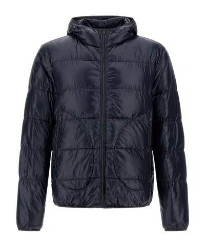 Herno Quilted Hooded Jacket In Blue