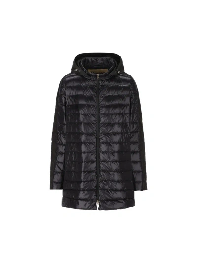 Herno Quilted Hooded Jacket In Black