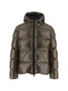 Herno Quilted Down Jacket With Adjustable Hood And Elasticated Hems In Brown