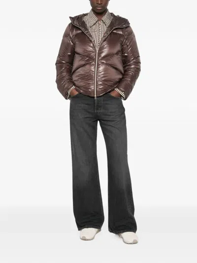 Herno Quilted Hooded Jacket In Brown