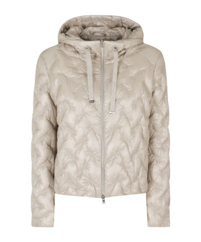 Herno Chevron-quilted Hooded Jacket In White