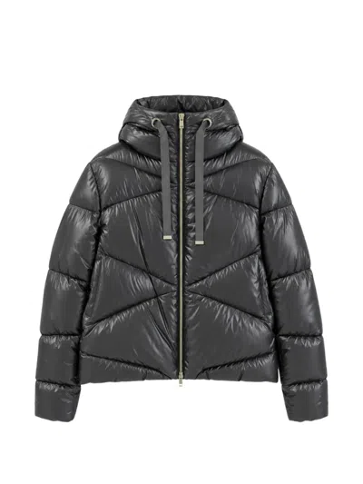 Herno Quilted Hooded Jacket In Gray