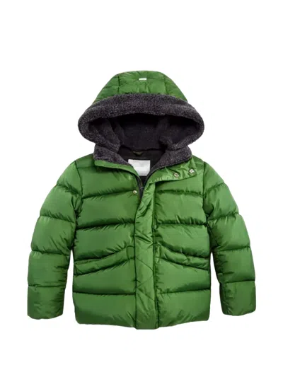 Herno Kids' Quilted Hooded Jacket In Green