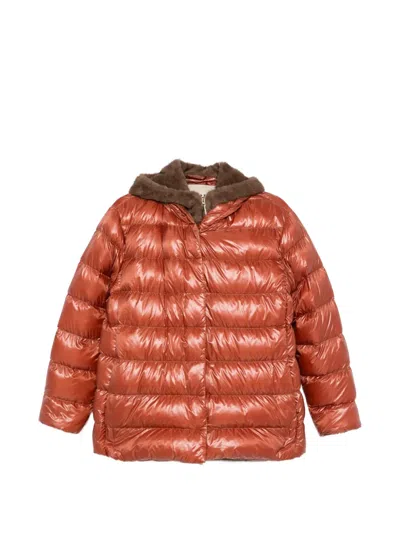 Herno Quilted Hooded Jacket In Orange