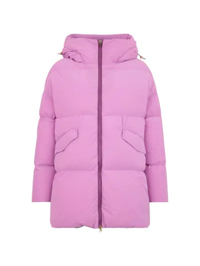 Herno Quilted Hooded Jacket In Purple