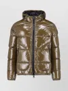 Herno Quilted Hooded Jacket Shiny Finish In Brown