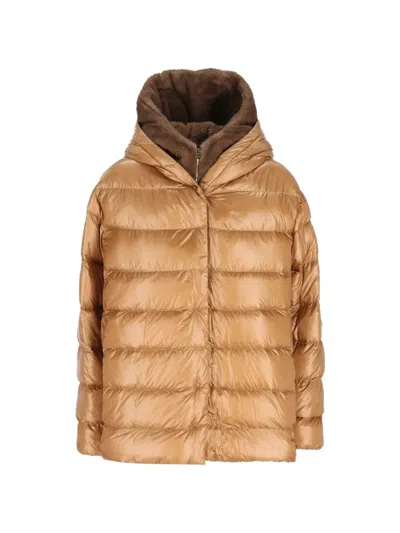 Herno Quilted Hooded Jackets In Brown