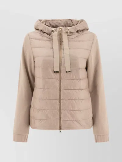 Herno Quilted Hooded Jackets Drawstring Detail In Neutral