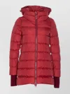 Herno Quilted Hooded Long Jacket In Red