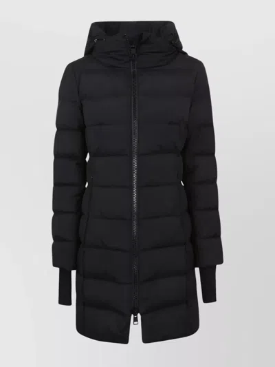 Herno Quilted Hooded Long Length Jacket In Blue