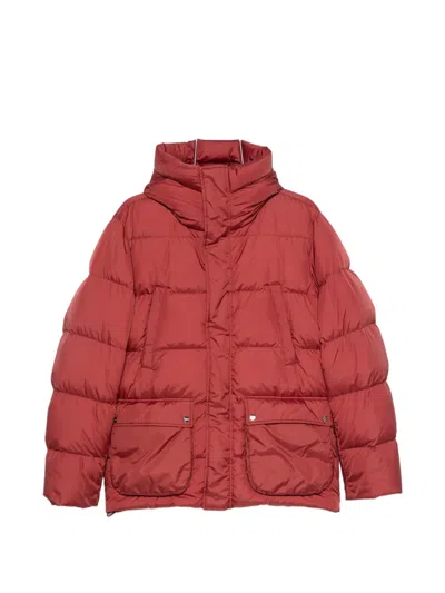 Herno Quilted Hooded Padded Coat In Red