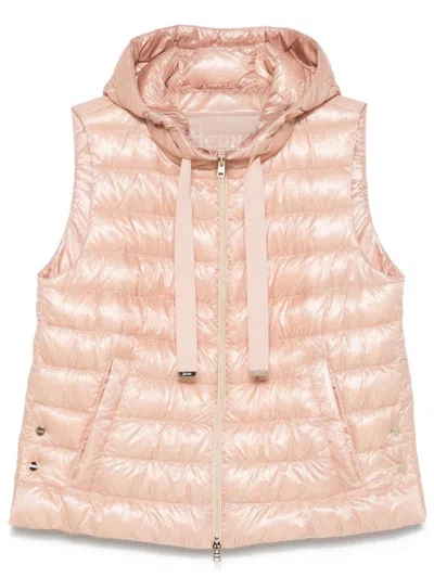 HERNO QUILTED HOODED PADDED VEST WITH GLOSSY FINISH