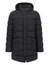 Herno Quilted Black Down Jacket With Detachable Hood In Blue