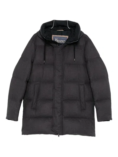 Herno Quilted Hooded Puffer Jacket In Gray