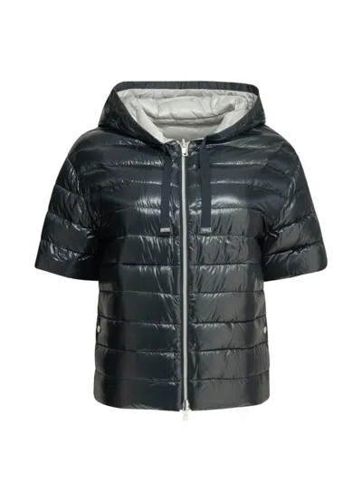 Herno Quilted Hooded Reversible Puffer Jacket In Blue