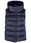 Herno Quilted Hooded Shell And Faux Fur Gilet In Blue