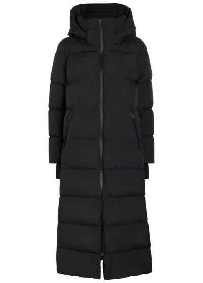 Herno Hooded Quilted Long Down Jacket With Pockets In Black