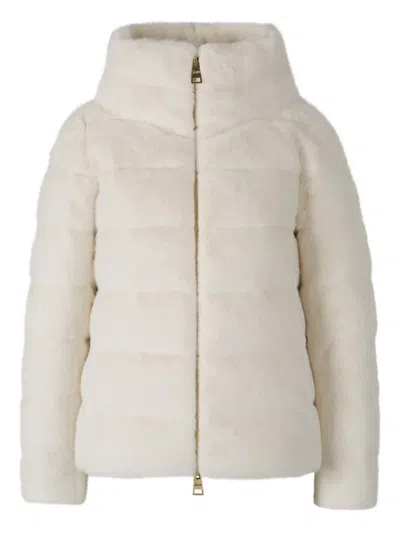 Herno Down Cape Jacket Fur Effect In Multi
