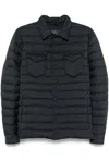 Herno Quilted Blue Coat With Button-up Front In Blue