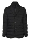 Herno Tailored Black Puffer Jacket With Notched Collar In Black