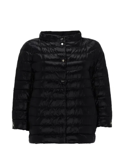 Herno High Collar Mid Length Quilted Padded Jacket In Black