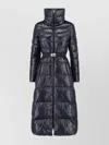 Herno Maxi Puffer Jacket With Belt And High Collar In Blue