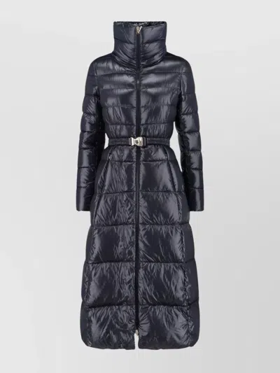 Herno Maxi Puffer Jacket With Belt And High Collar In Black
