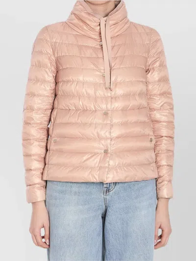 Herno Quilted Jacket Reversible High Collar In Pink