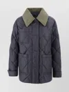 Herno Quilted Jacket Velvet Collar In Blue