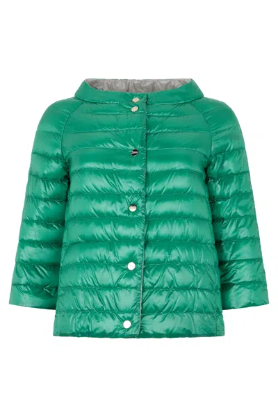 Herno Quilted Jacket With 3/4 Sleeves In Green