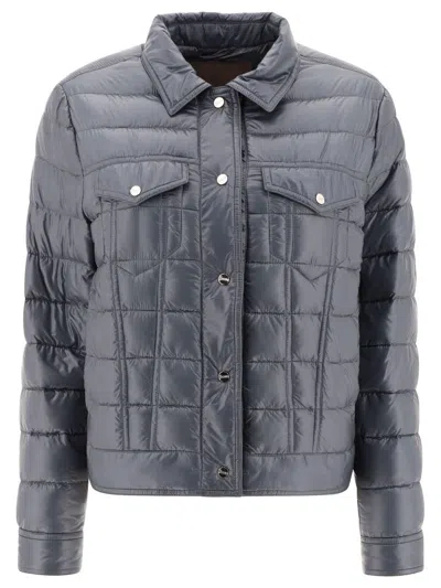 Herno Quilted Jacket With Chest Pockets In Blue