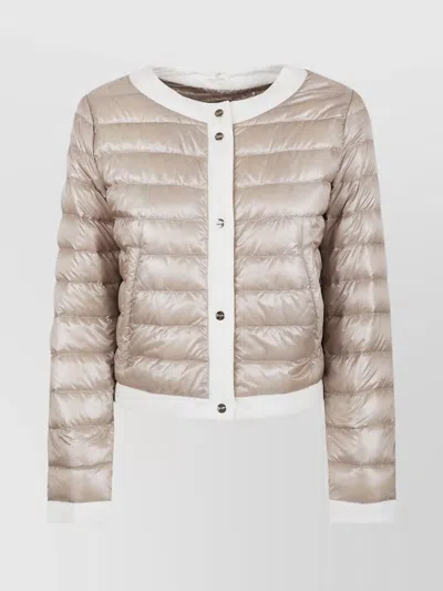 Herno Quilted Jacket With Contrast Trim And Long Sleeves In Beige