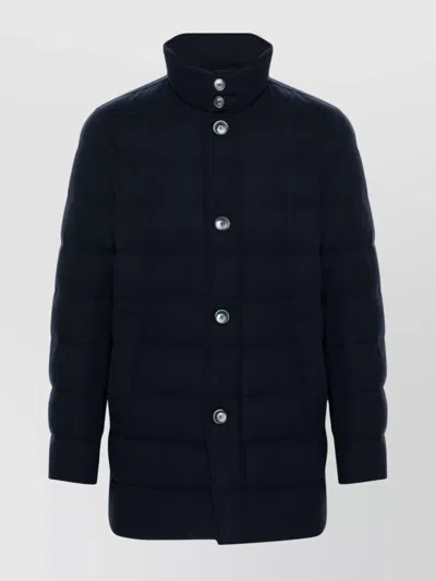 Herno Quilted Jacket With High Collar And Pockets In Blue