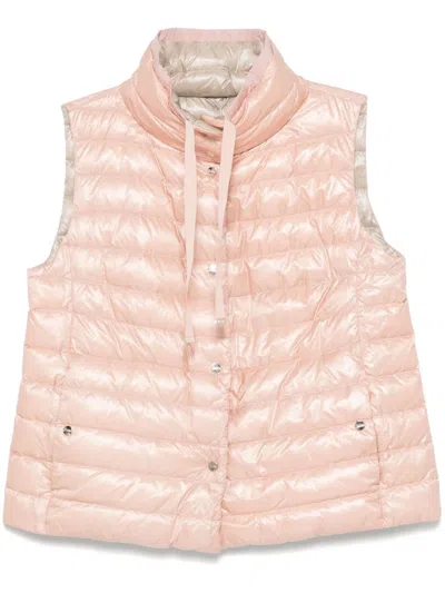 Herno Quilted Black Jacket With High Collar In Pink