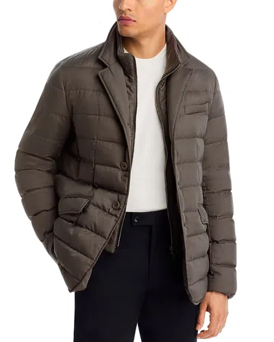 Herno Quilted Jacket With Removable Bib In Brown