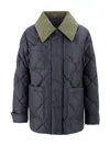 Herno Quilted Jacket Velvet Collar In Blue