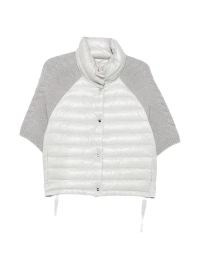 Herno Quilted Knit-sleeve Jacket In Gray