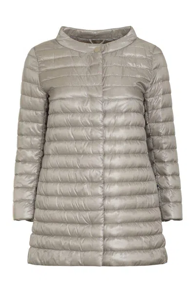 Herno Quilted Light-weight Down Jacket In Grey