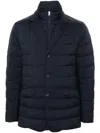 Herno Quilted Lightweight Down Coat With High Collar In Blue