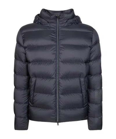 Herno Quilted Long-sleeved Cotton Coat In Black