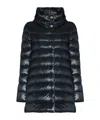 Herno High-collar Navy Quilted Nylon Coat In Black
