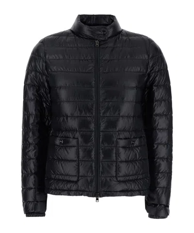 Herno Quilted Long-sleeved Down Jacket In Black